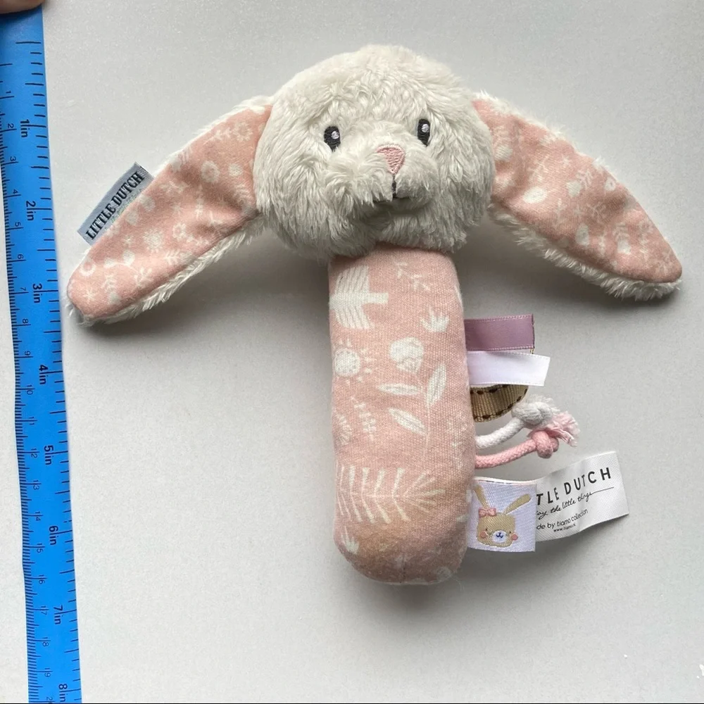 Little Dutch Pink Rabbit Rattle Toy - Picture 6 of 8